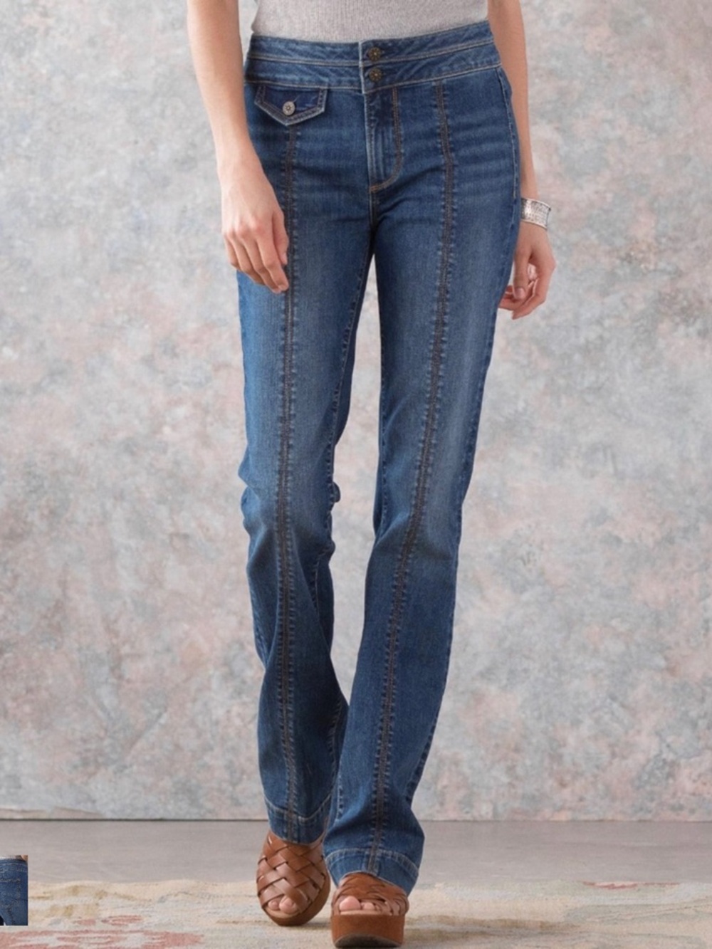 DRIFTWOOD Midwash Blue Straight-Leg Jeans with Front Seams 28/31